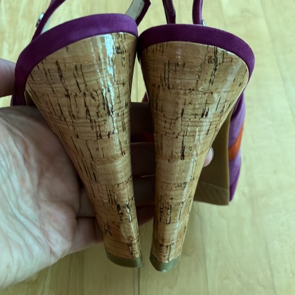 Calvin Klein suede slingback cork purple orange 9 Gracie - Picture 5 of 12